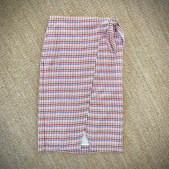 Madewell Sarong Midi Skirt in Rainbow Gingham, size 6 - Picture 10 of 12